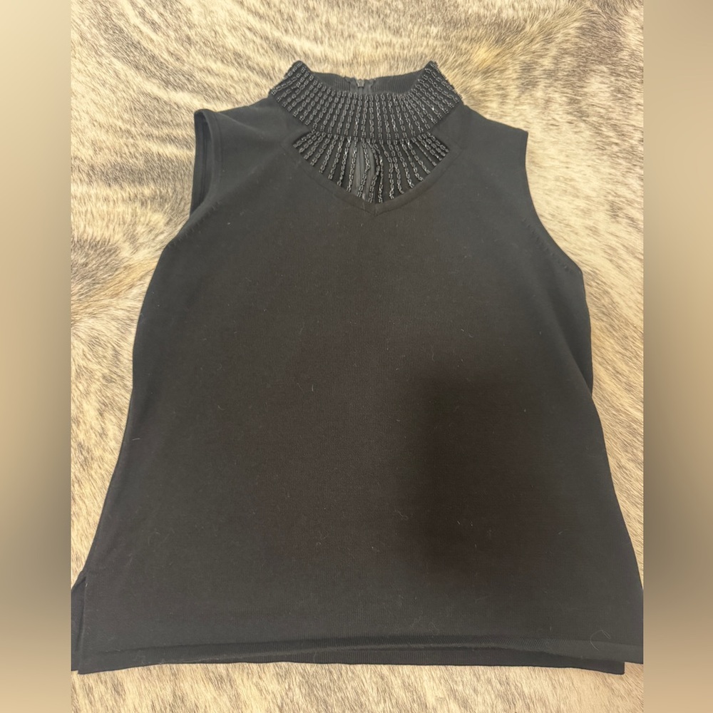 Chic Black Beaded Tank Top